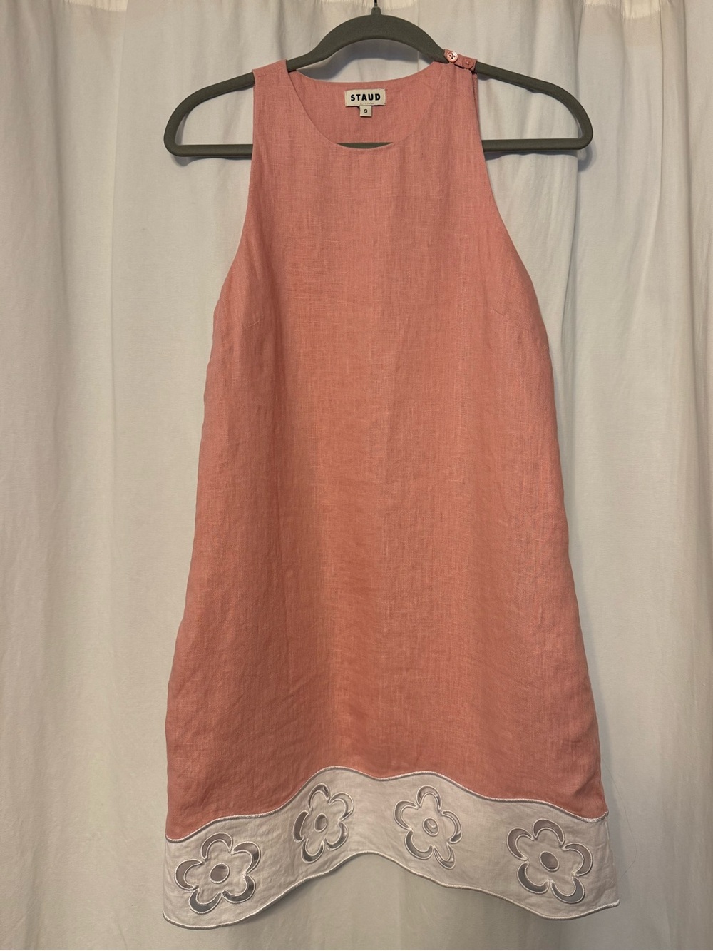 Staud Mika 100% Linen Dress - Pale Pink & White - Picture 13 of 14